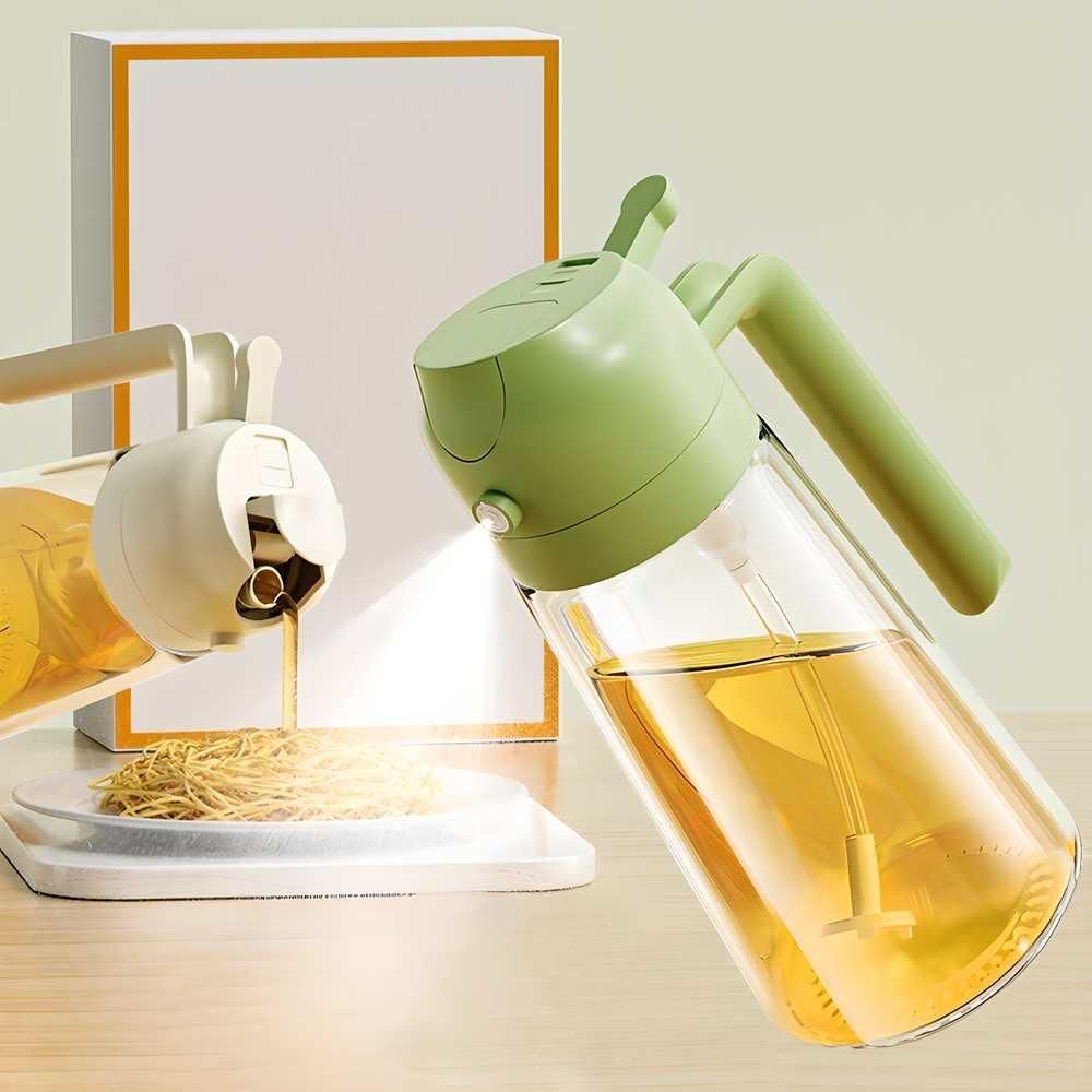 Oil Dispenser Bottle for Kitchen - 2 in 1 Olive Oil Dispenser and Oil Sprayer - 500ml Olive Oil Bottle - Oil Sprayer for Cooking, Kitchen, Salad, Barbecue 1 Pcs