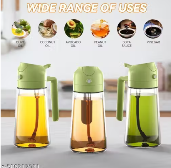 Oil Dispenser Bottle for Kitchen - 2 in 1 Olive Oil Dispenser and Oil Sprayer - 500ml Olive Oil Bottle - Oil Sprayer for Cooking, Kitchen, Salad, Barbecue 1 Pcs