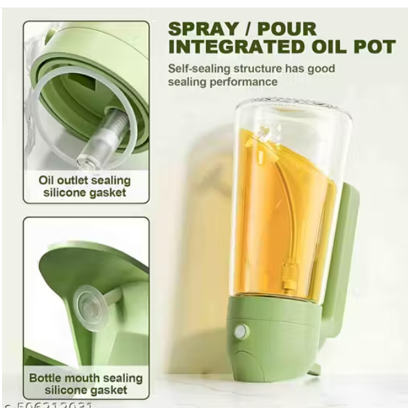 Oil Dispenser Bottle for Kitchen - 2 in 1 Olive Oil Dispenser and Oil Sprayer - 500ml Olive Oil Bottle - Oil Sprayer for Cooking, Kitchen, Salad, Barbecue 1 Pcs