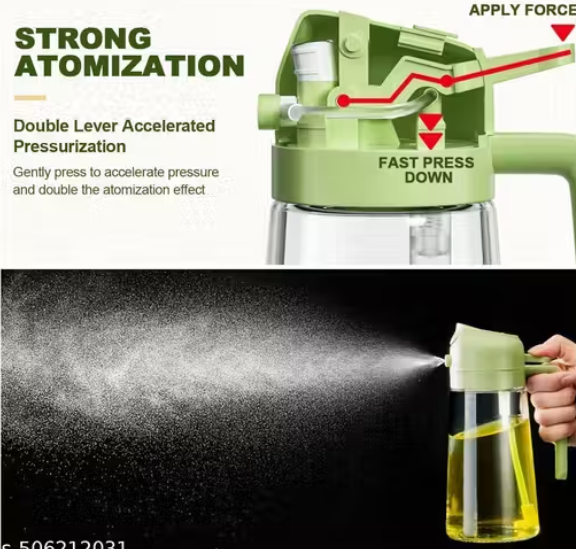 Oil Dispenser Bottle for Kitchen - 2 in 1 Olive Oil Dispenser and Oil Sprayer - 500ml Olive Oil Bottle - Oil Sprayer for Cooking, Kitchen, Salad, Barbecue 1 Pcs