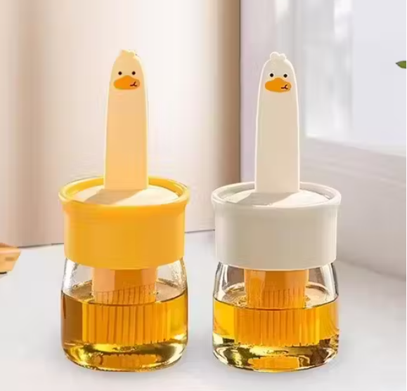 Oil Dispenser for Kitchen, 2 IN 1 Oil Dispenser Bottle with Silicone Basting Brush for Cooking Vinegar Sauce BBQ Grill Frying Baking,Air Fryer (pack of 2)