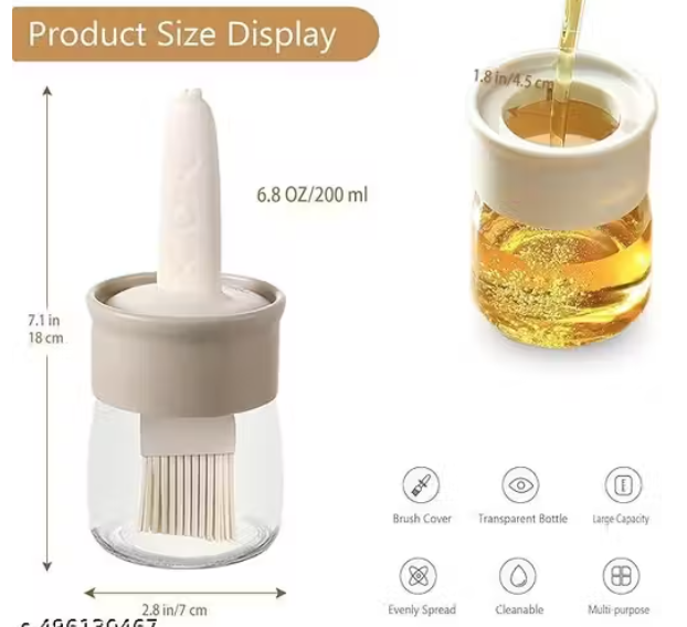 Oil Dispenser for Kitchen, 2 IN 1 Oil Dispenser Bottle with Silicone Basting Brush for Cooking Vinegar Sauce BBQ Grill Frying Baking,Air Fryer (pack of 2)