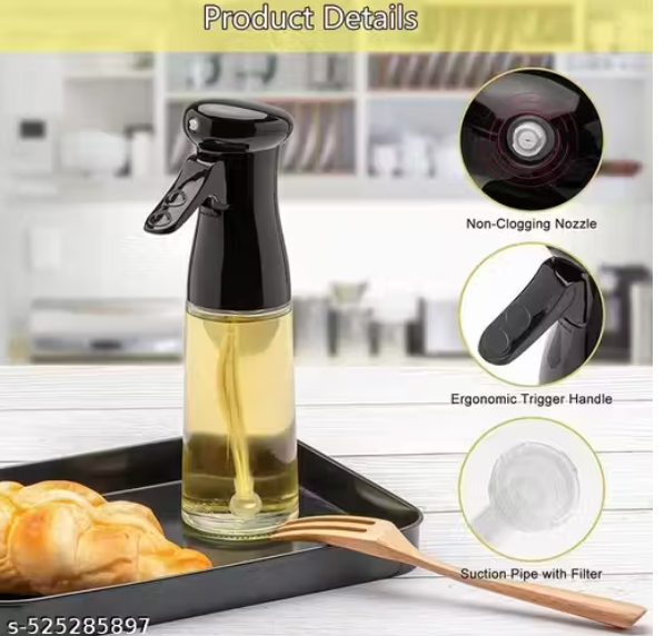 Remasky 210ml Glass Olive Oil Sprayer-1 Mister, Oil Sprayer for Cooking Bottle, Olive Oil Bottle-2, Kitchen Gadgets Accessories for Fryer,Canola Oil Spritzer (Multicolor) || Funnel-1 (Multicolor)