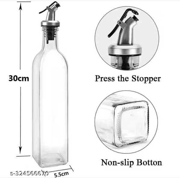 Deep 500ml Glass Oil Dispenser Bottle for Kitchen Combo Organisation Oil-Vinegar Bottle